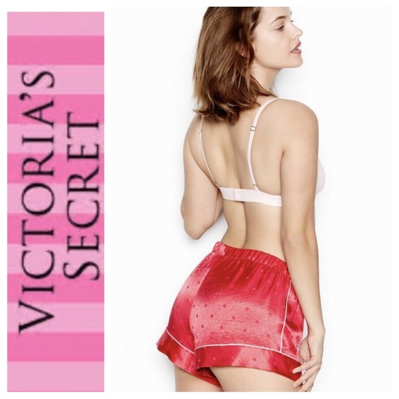 VICTORIAS SECRET RED POLKA DOT SATIN SLEEP SHORTS SMALL - Picture 2 of 10